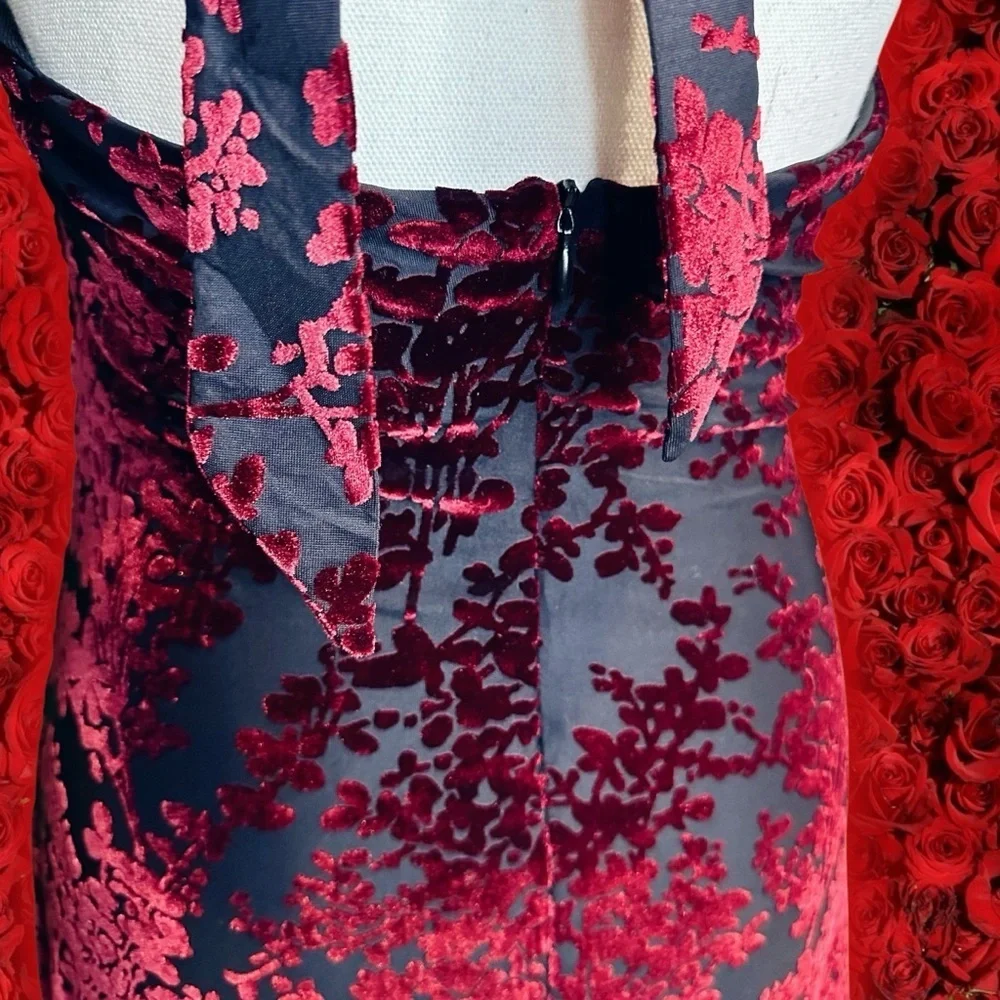 Dress the Population ‘Miranda’ Halterneck Mini Dress in “Burgundy/Black Cherry” - Picture 11 of 16